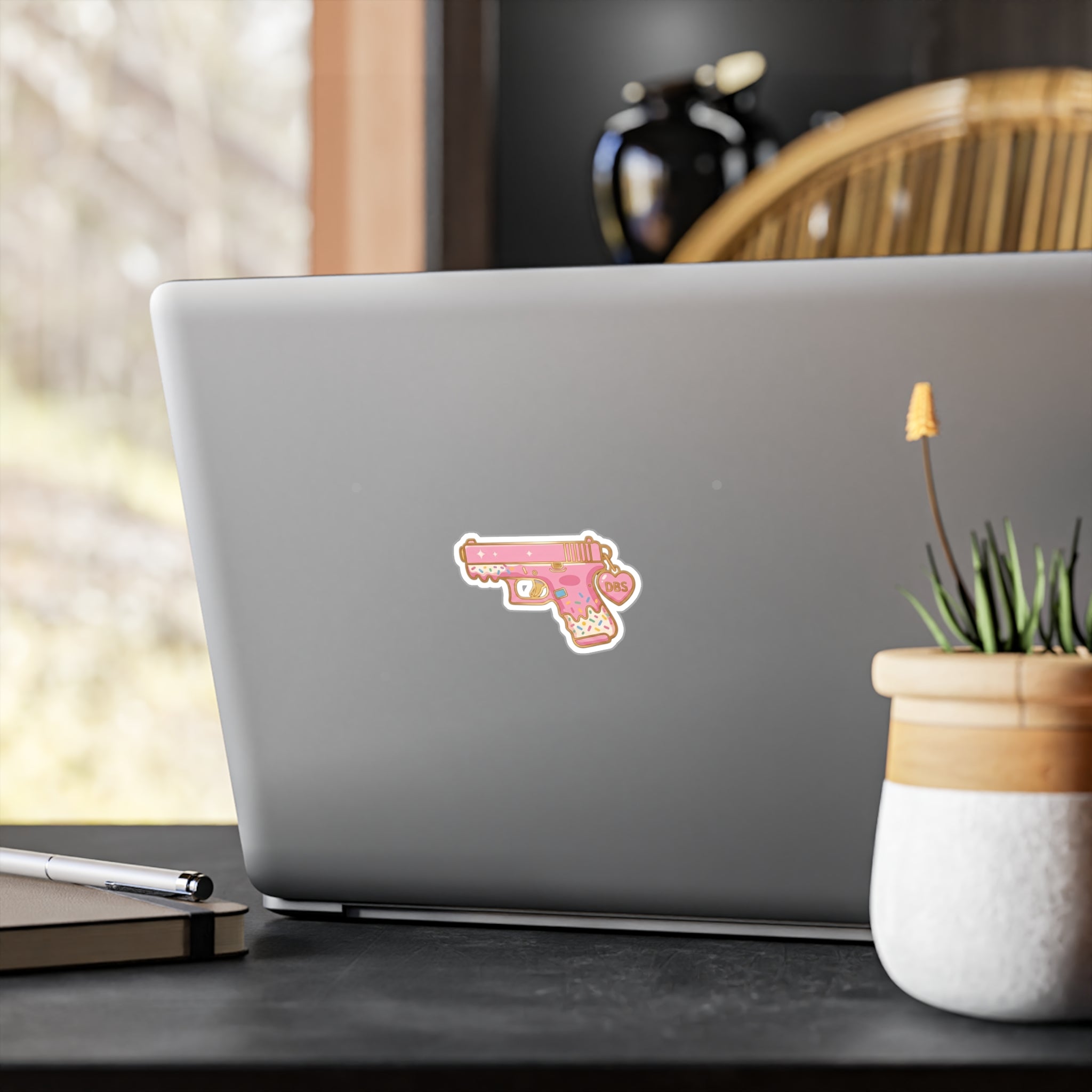 Pink Donut Sprinkle Gun Kiss-Cut Vinyl Sticker