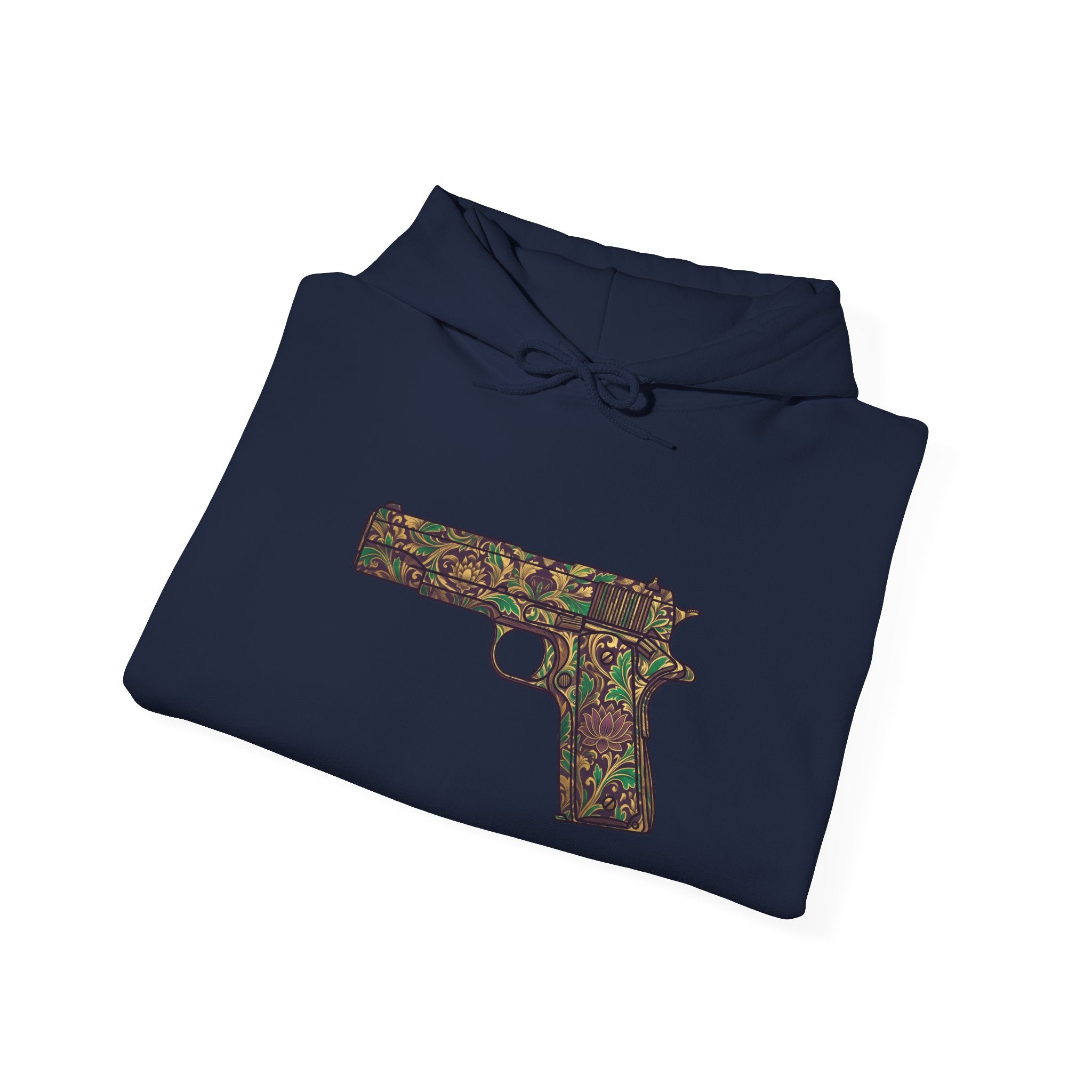 Floral Pistol Hoodie — Vintage Gun Graphic Hoodie