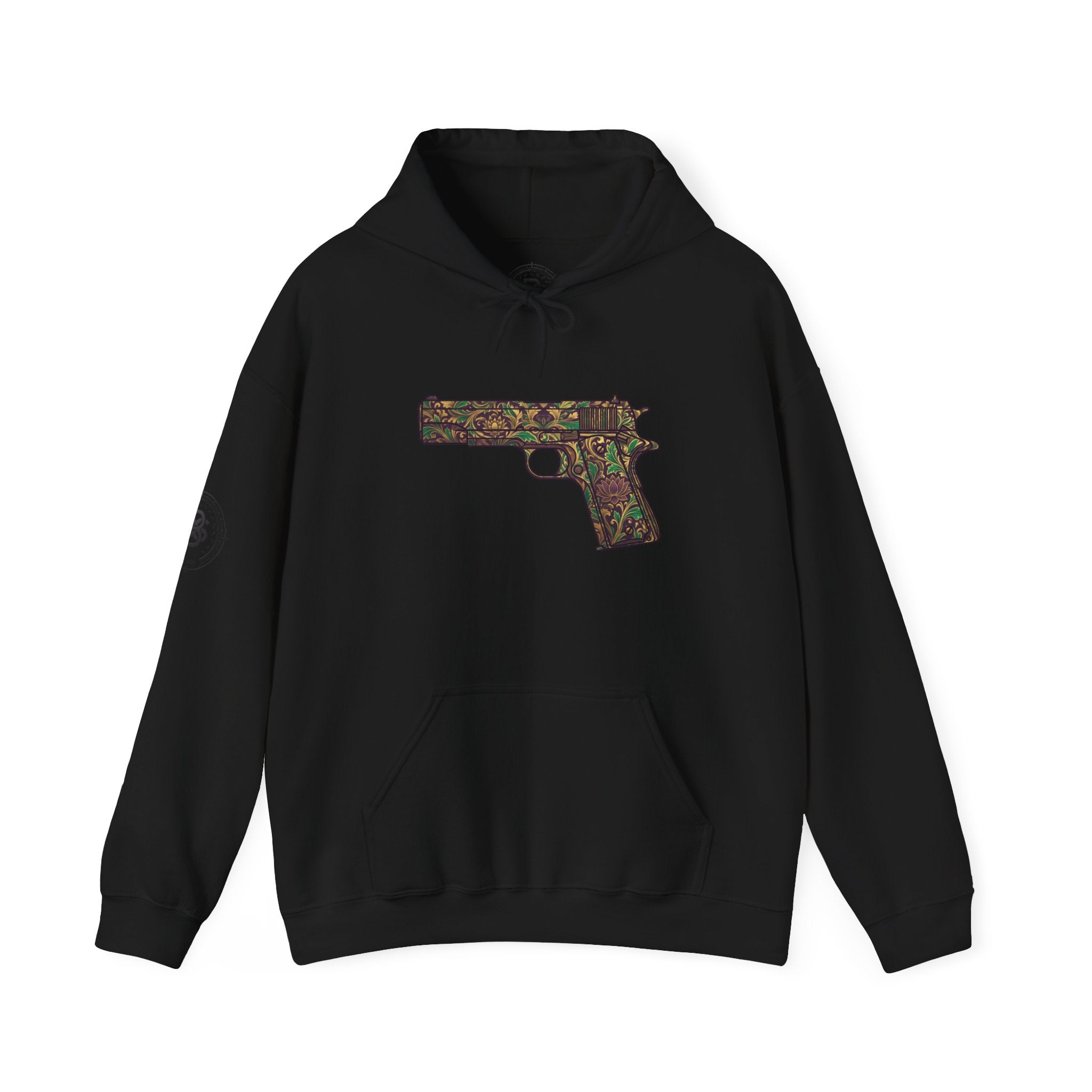 Floral Pistol Hoodie — Vintage Gun Graphic Hoodie