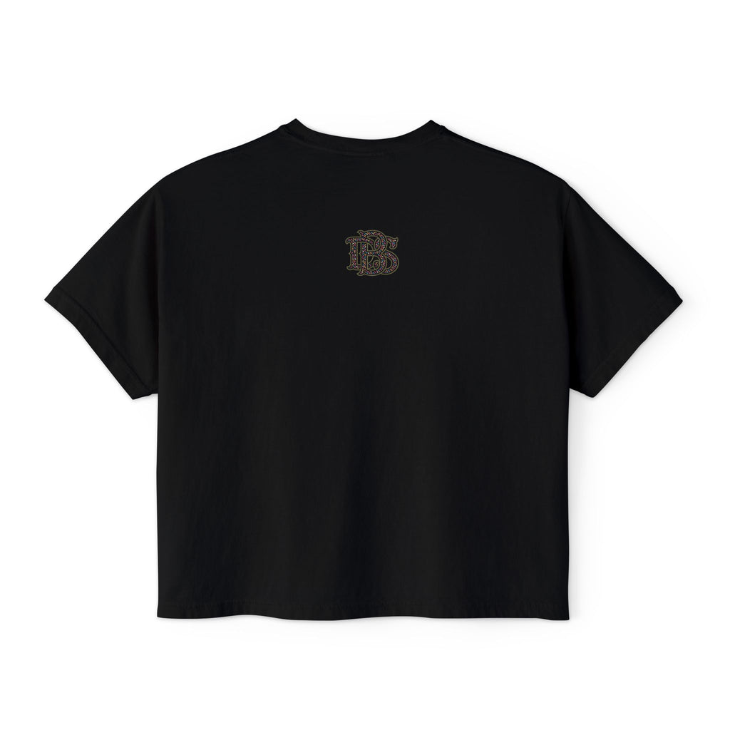 Beans and Bullets Women's Boxy Tee – Coffee Lover Graphic Crop Tee