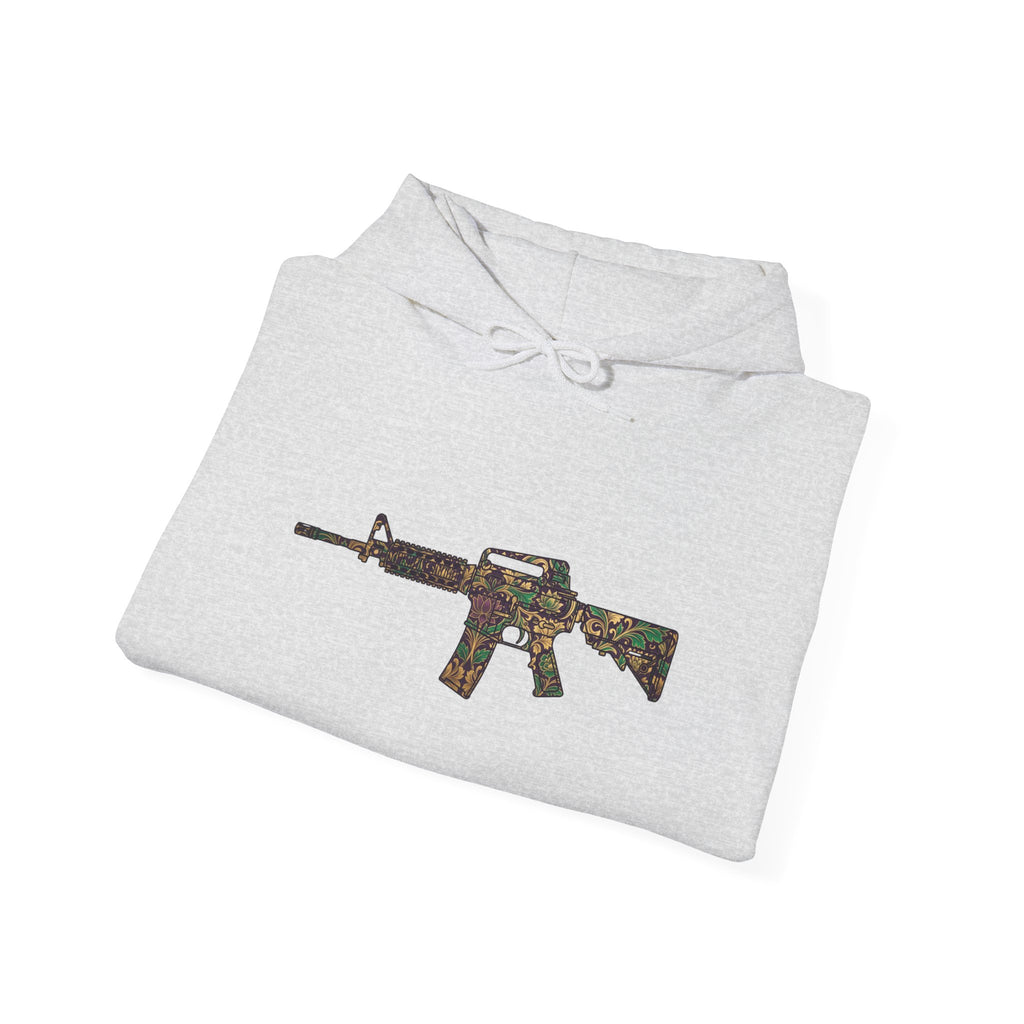 Floral AR Rifle-Vintage Gun Graphic Hoodie