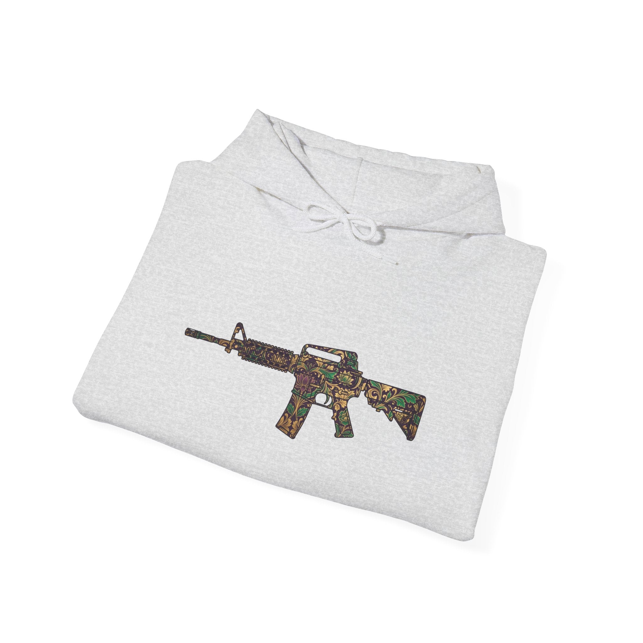 Floral AR Rifle-Vintage Gun Graphic Hoodie