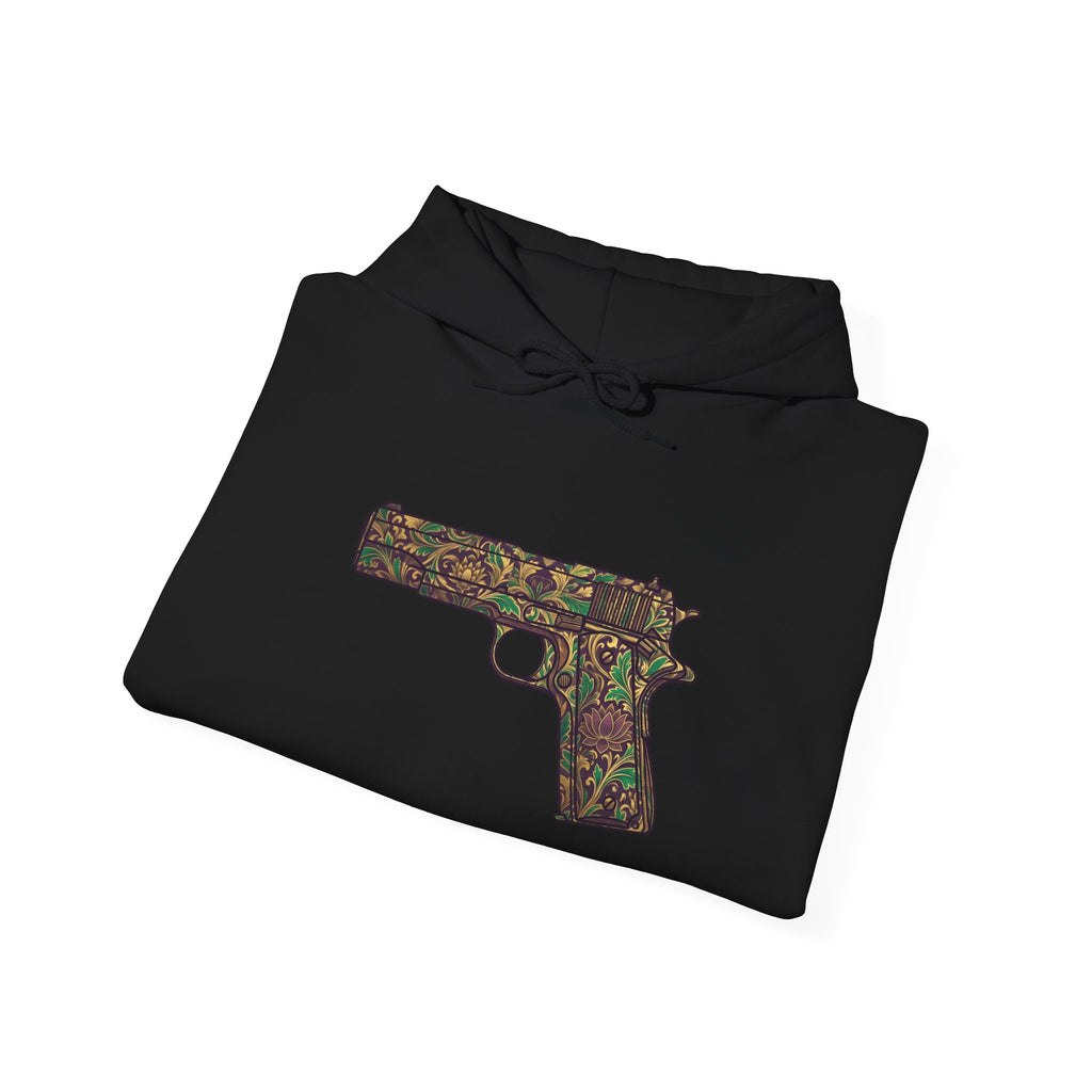 Floral Pistol Hoodie — Vintage Gun Graphic Hoodie