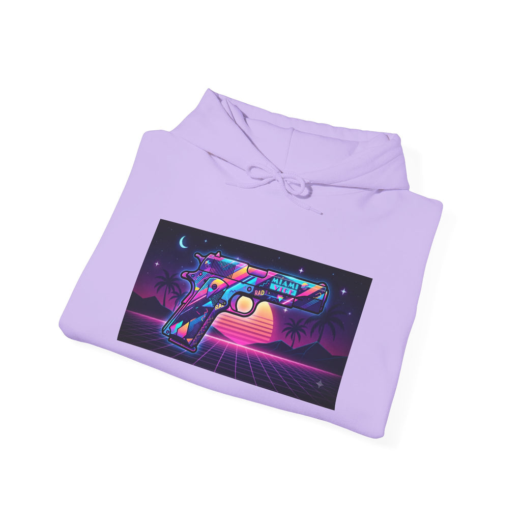 Retro 80's Pistol Sunset Hoodie — Neon Synthwave Vaporwave Graphic