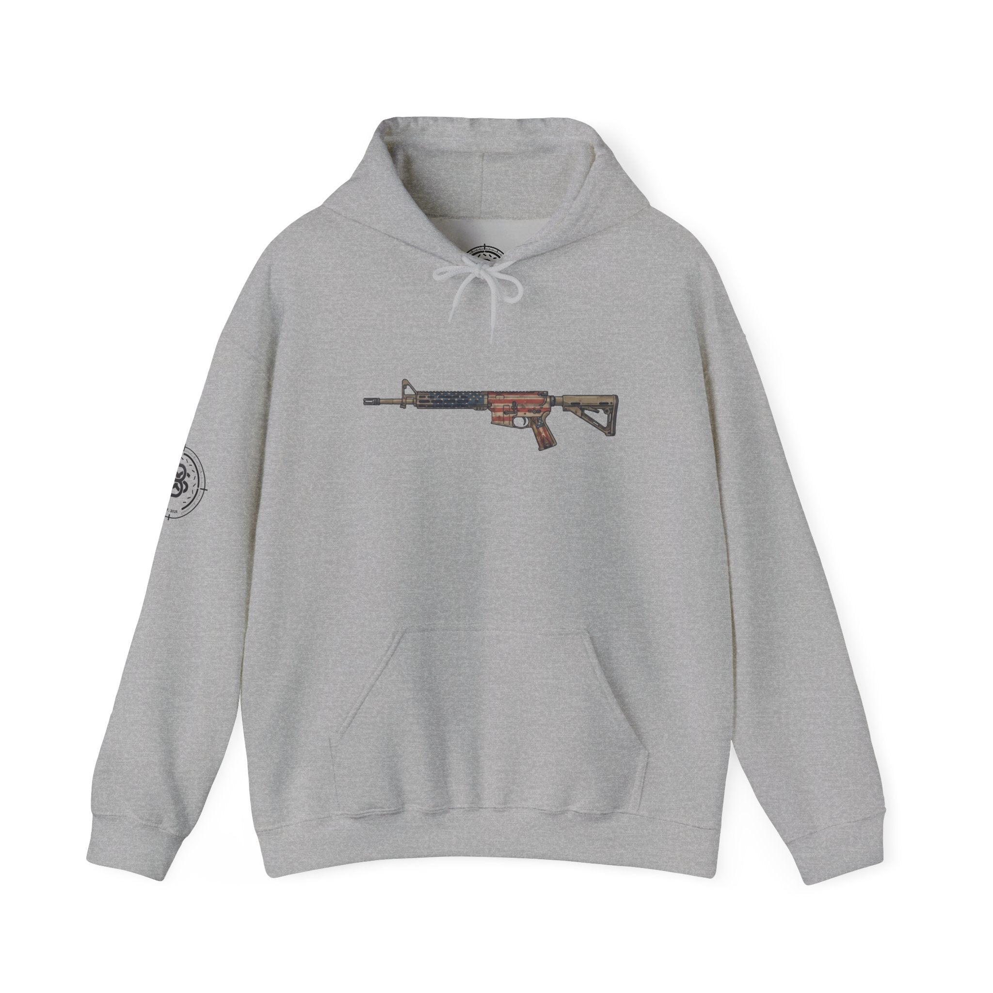 United States Flag AR Rifle Graphic Hoodie- America
