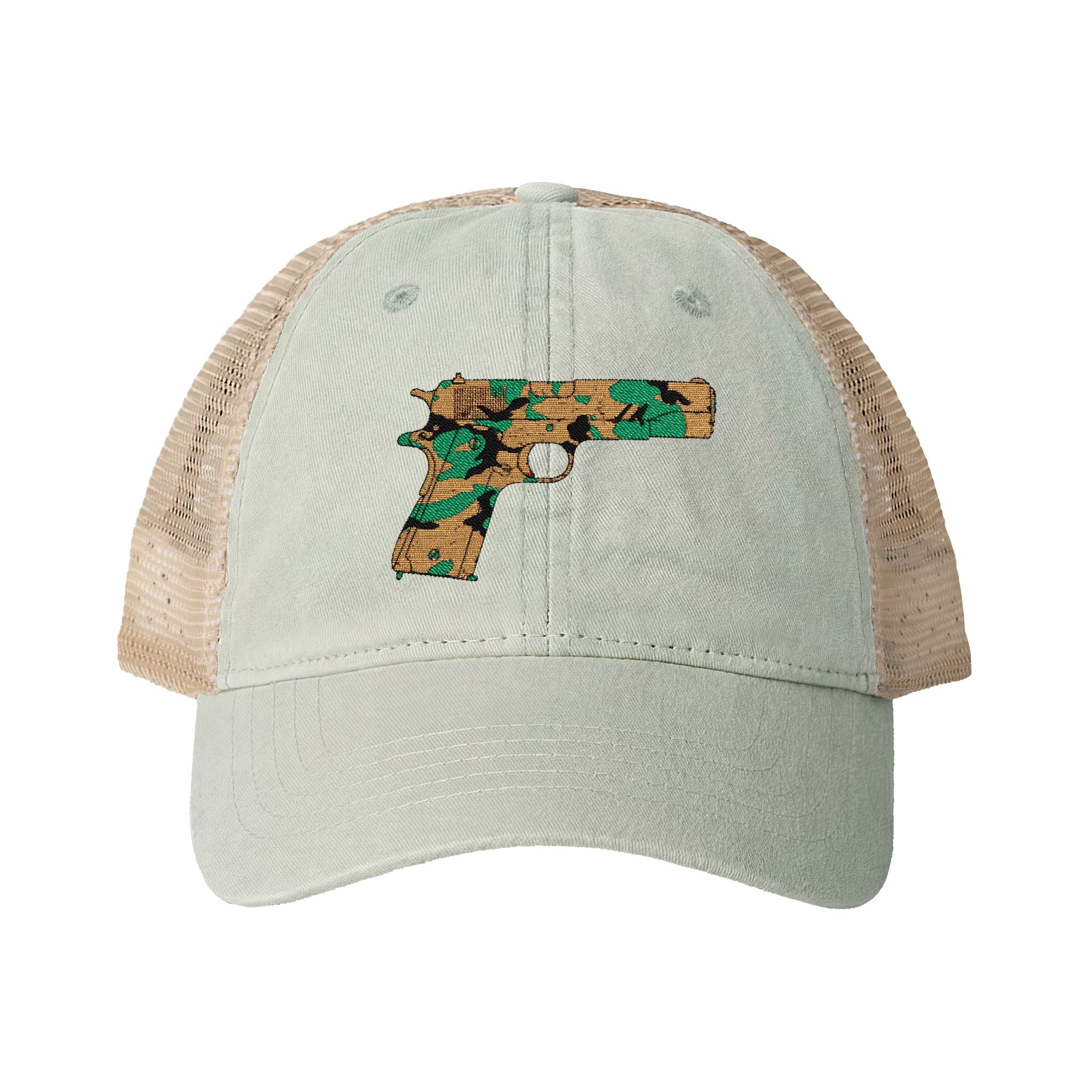 The Camo Collection- pistol-Women's Washed Mesh-Back Cap