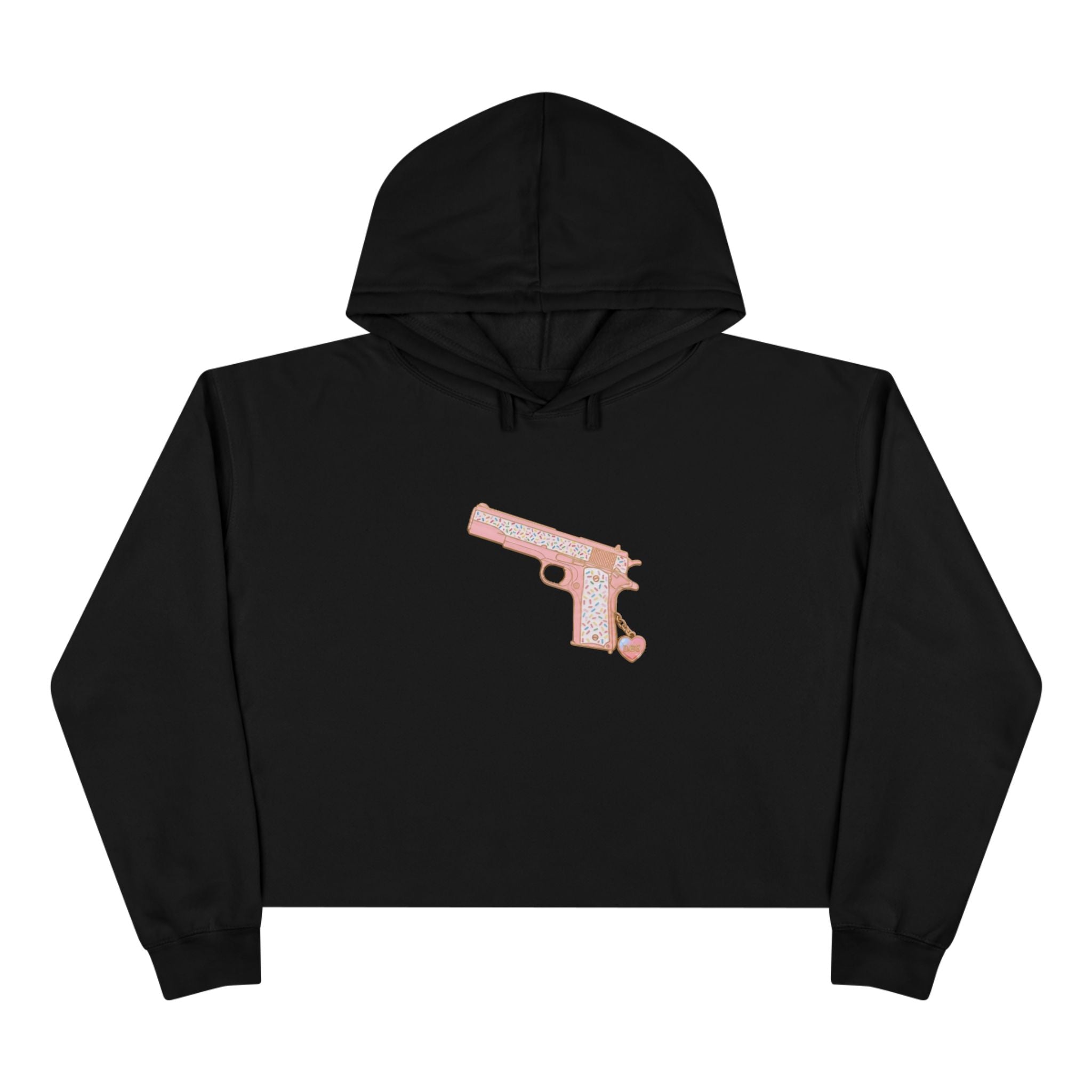 Large Pistol Crop Hoodie — Minimalist Feminine Streetwear