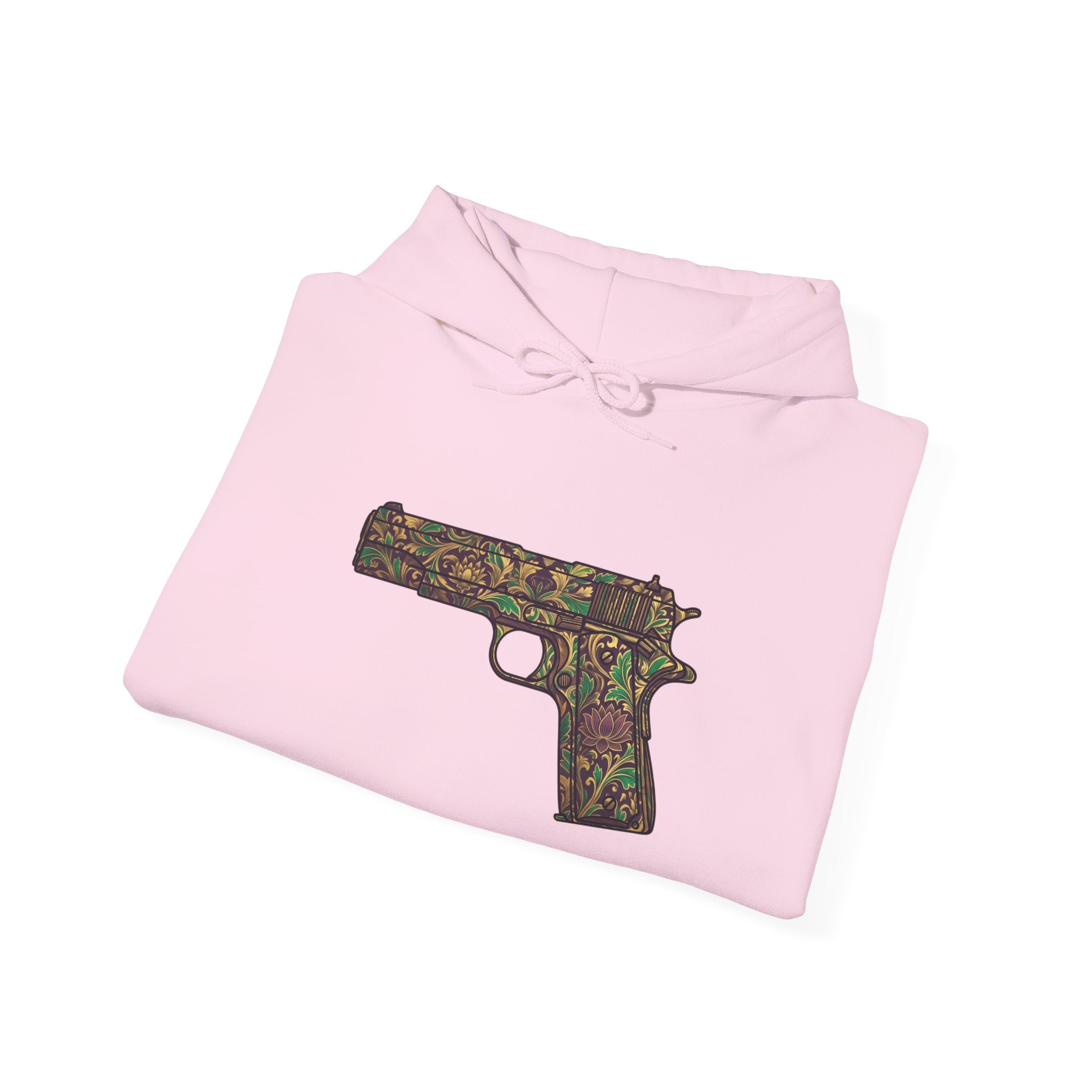 Floral Pistol Hoodie — Vintage Gun Graphic Hoodie