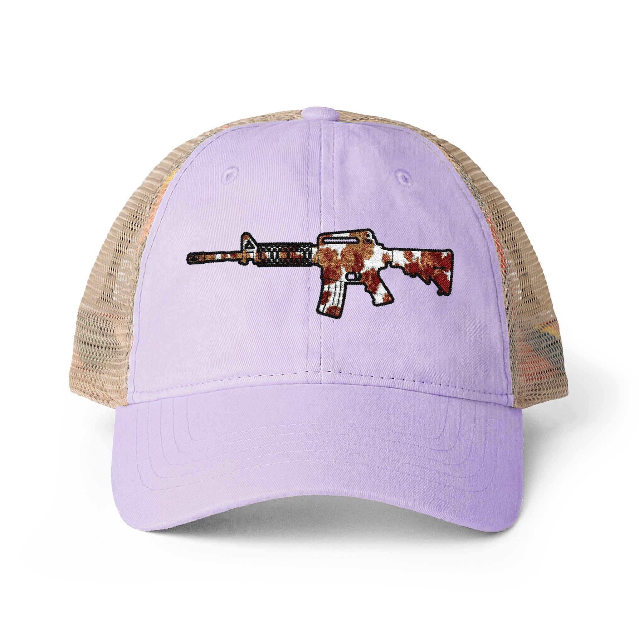 Cow Print AR Rifle Women's Washed Mesh-Back Cap