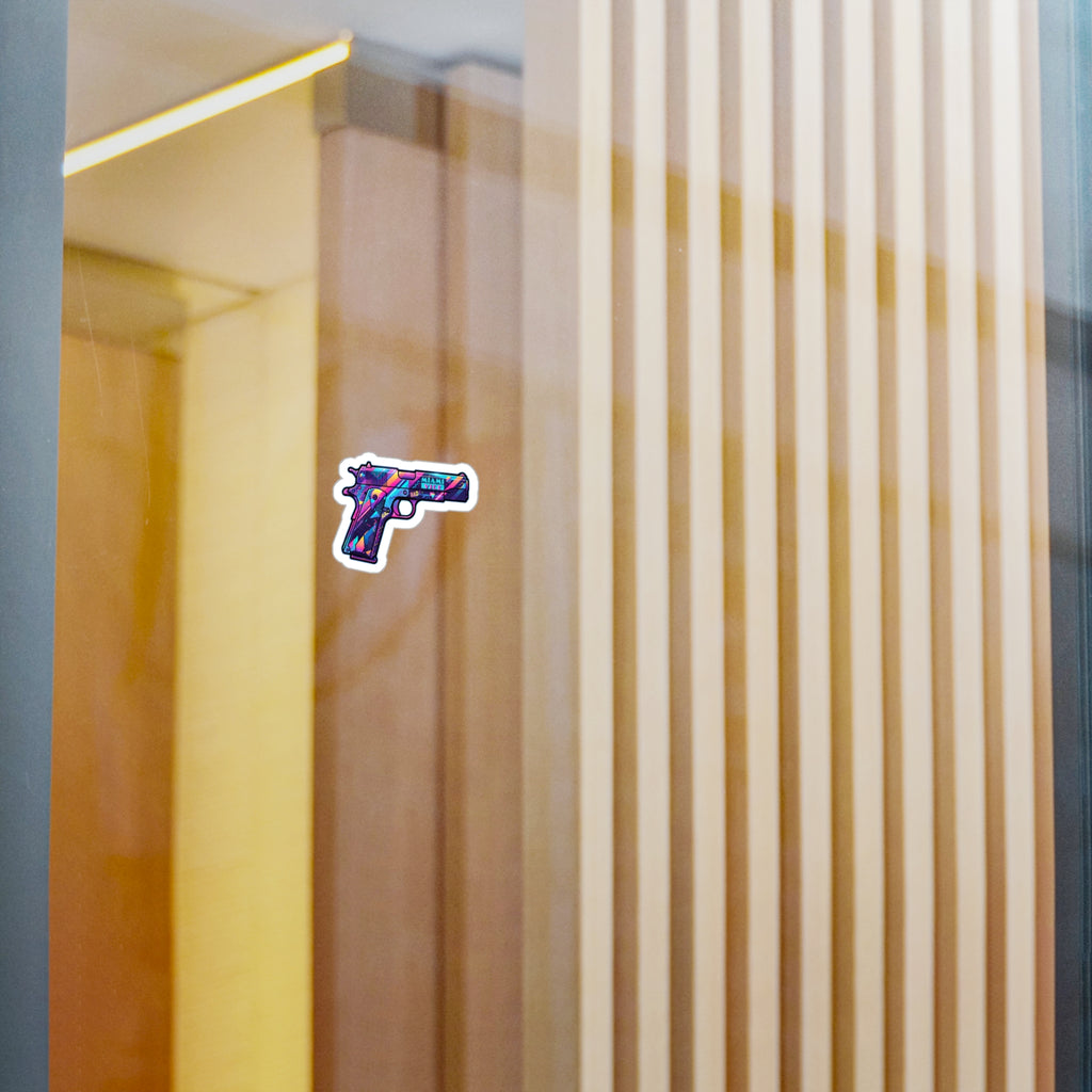 Retro 80's Pistol Vinyl Sticker — Kiss-Cut Decal