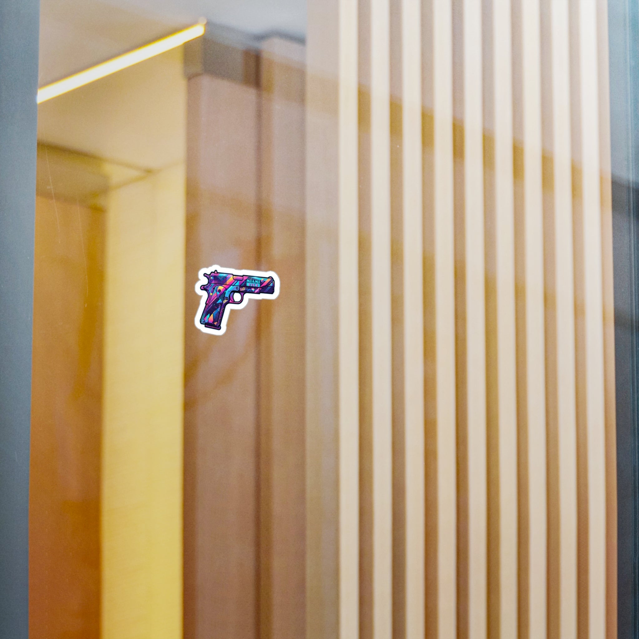 Retro 80's Pistol Vinyl Sticker — Kiss-Cut Decal