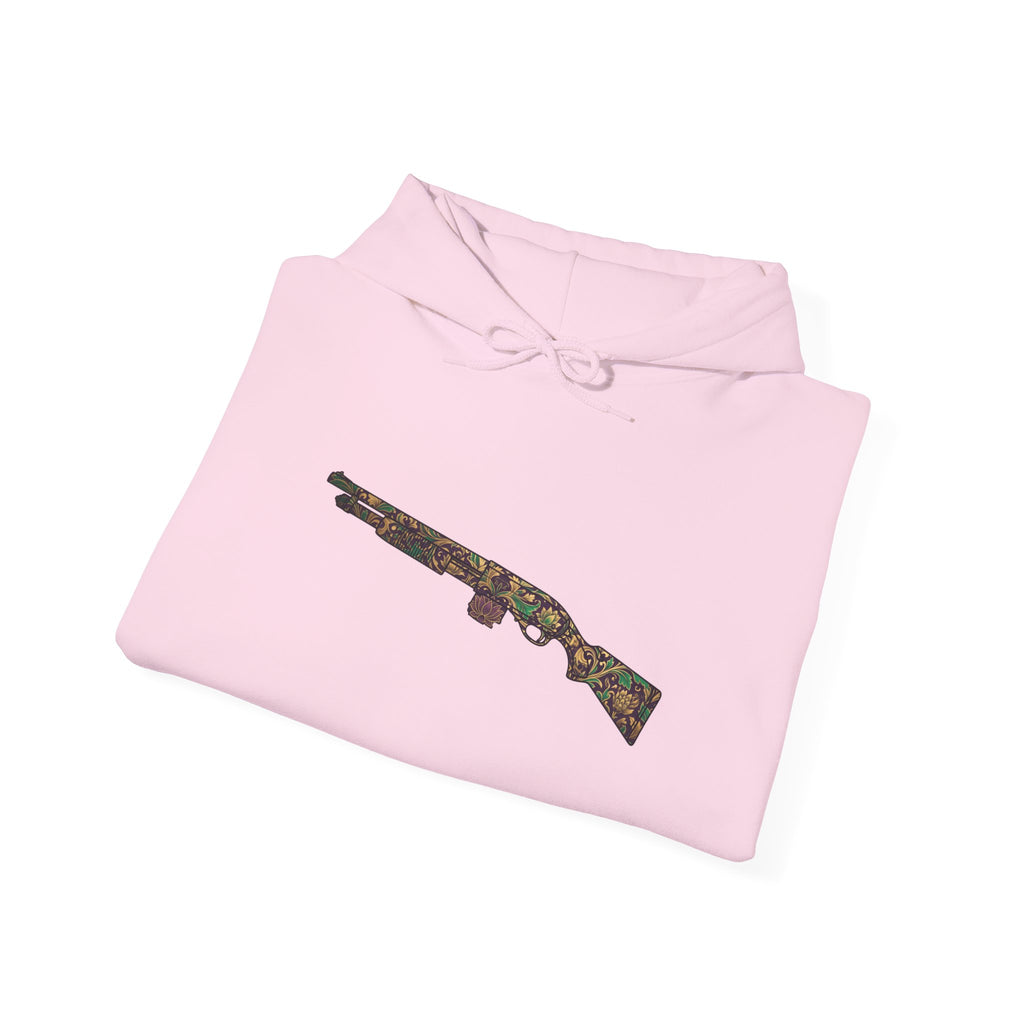 Floral Shotgun Hoodie-Vintage Gun Graphic
