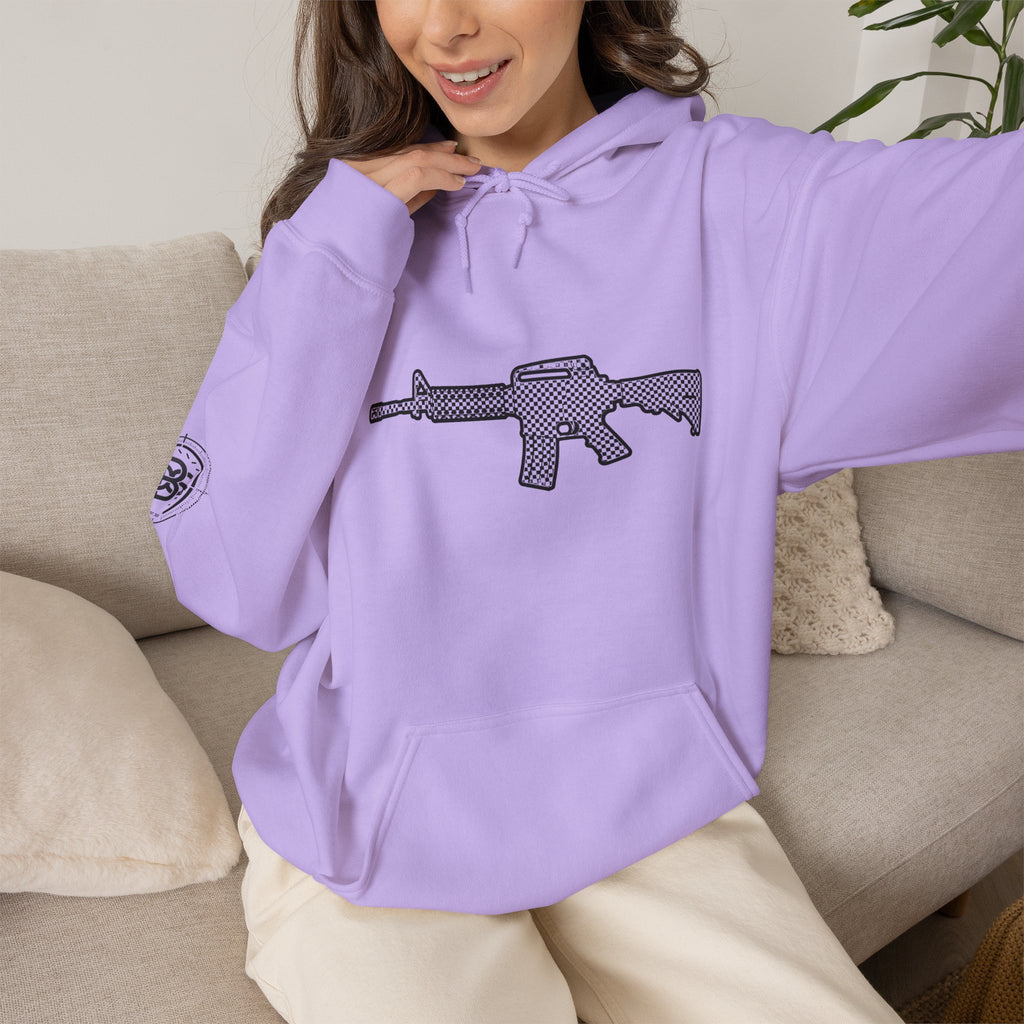 Checker Rifle Outline Graphic Hoodie