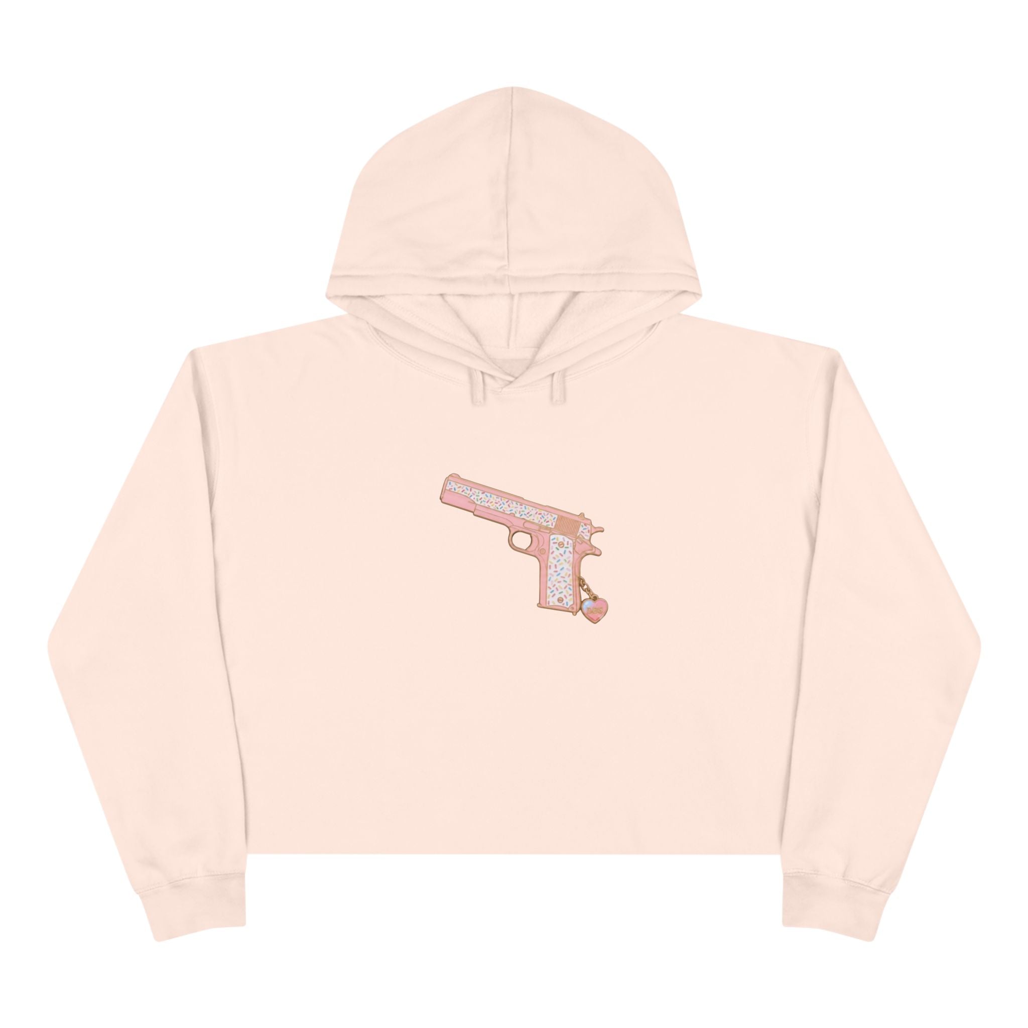 Large Pistol Crop Hoodie — Minimalist Feminine Streetwear